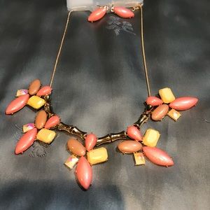Peach orange pink coral statement necklace earring